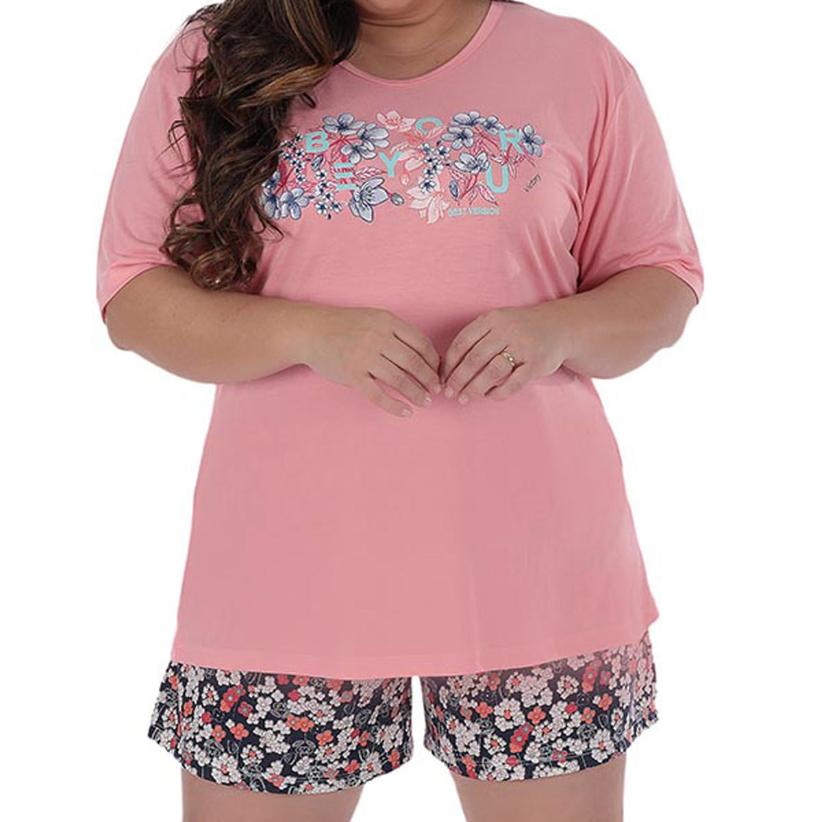 Short Doll Manga Curta Plus Size em Meia Malha Victory