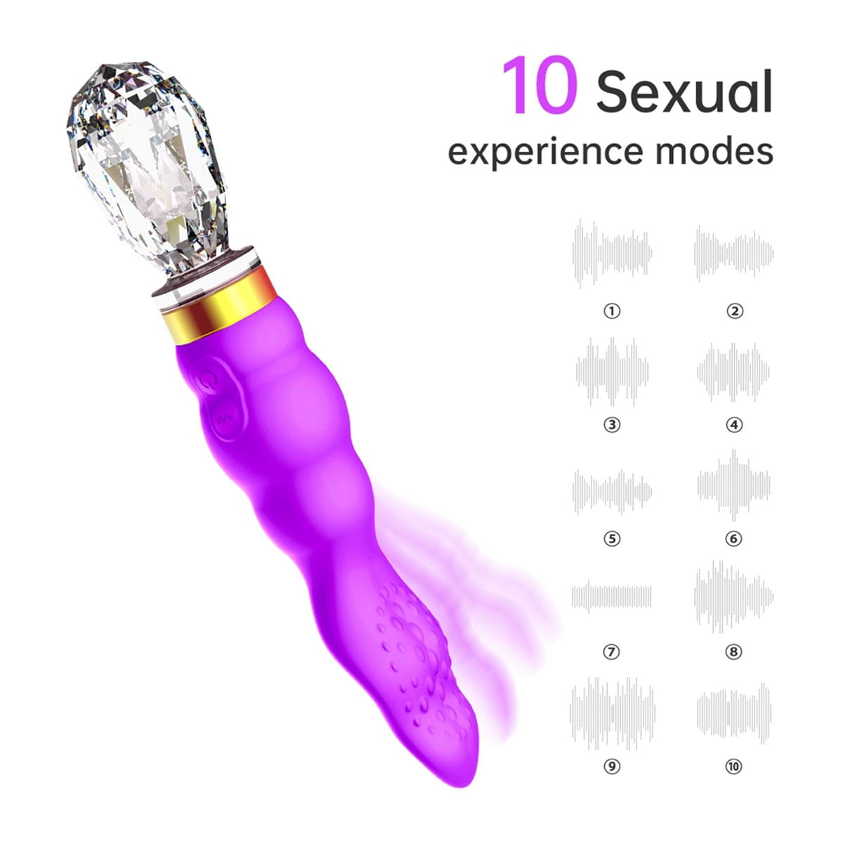 Vibrator Hantewei AV-03 Estimulador Clitoriano em Formato de Língua com Jóia Cristal Vip Mix