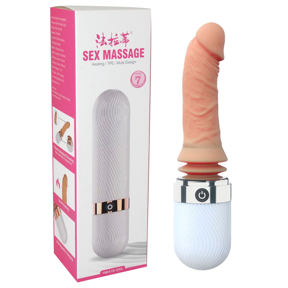 Sex Massage Pênis Realístico de Luxo com Função Vai e Vem e 7 Modos de Vibração Vip Mix