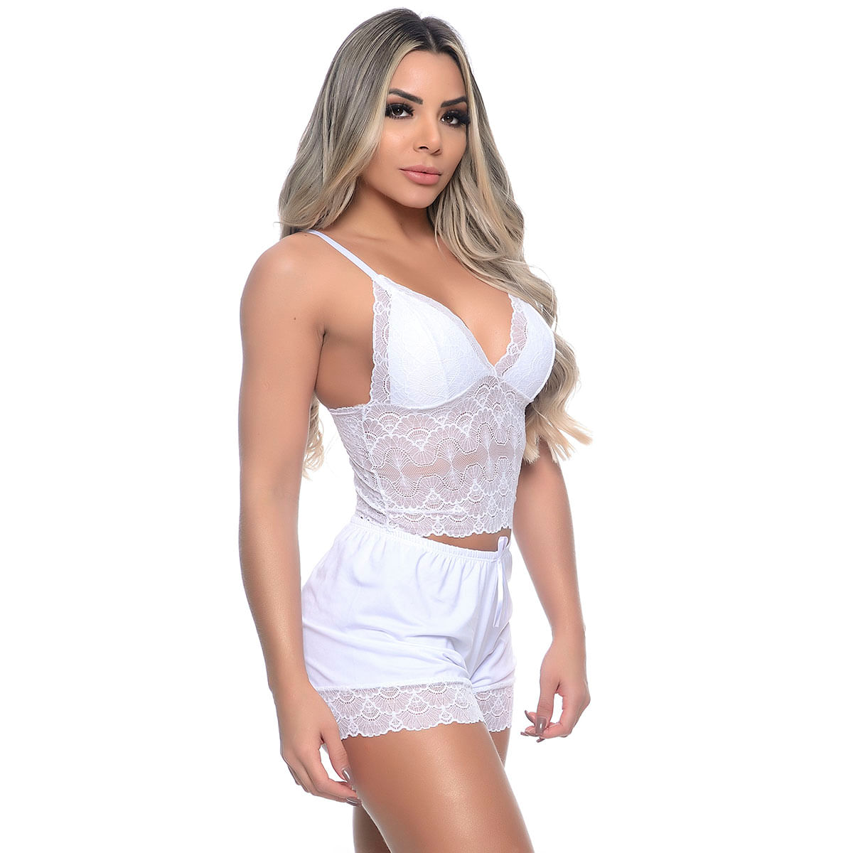 Short Doll Pamela com Detalhe em Renda Patitex