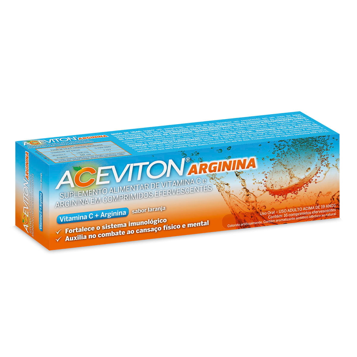 Aceviton Arginina Suplemento Alimentar e Vitamínico 16 comprimidos Efervescentes CIMED Aceviton Arginina Suplemento Alimentar e Vitamínico 16 comprimidos Efervescentes CIMED