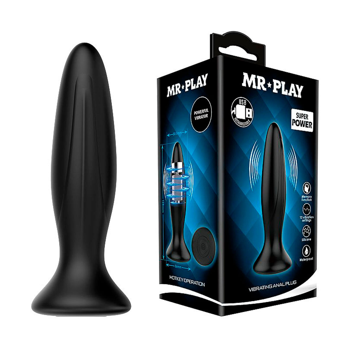 Mr Play Massageador Plug Anal 12 Modos de Vibração Pretty Love Sexy Import