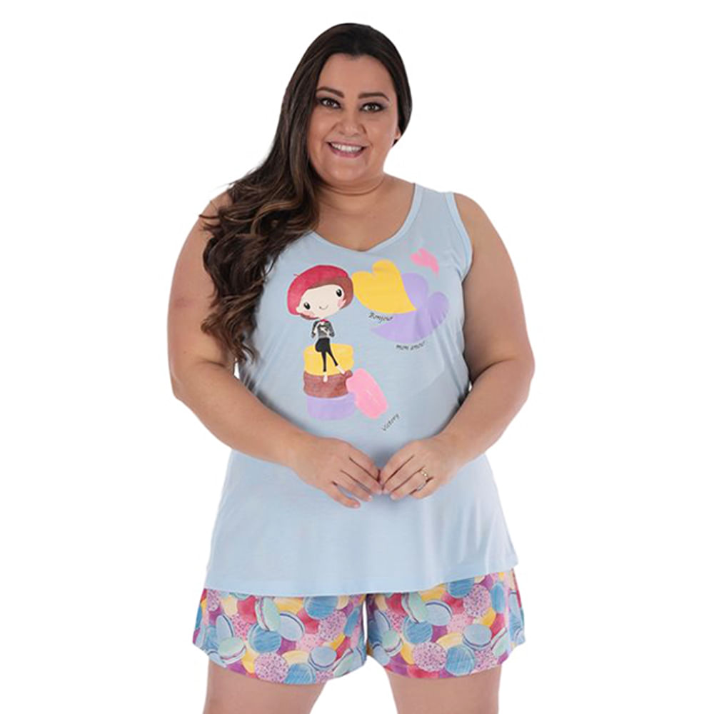 Short Doll Manga Curta Plus Size em Meia Malha Victory