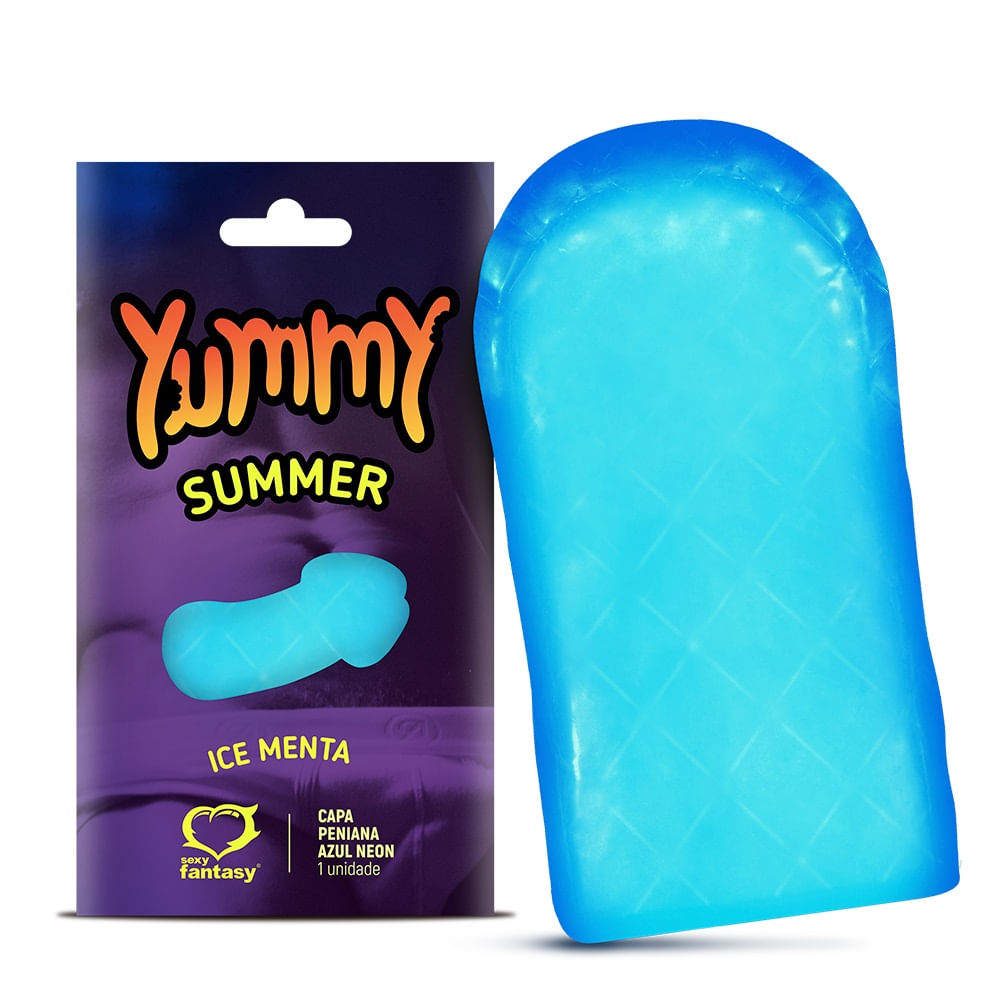 Yummy summer capa peniana solúvel neon ice comestível 1 unidade sexy fantasy