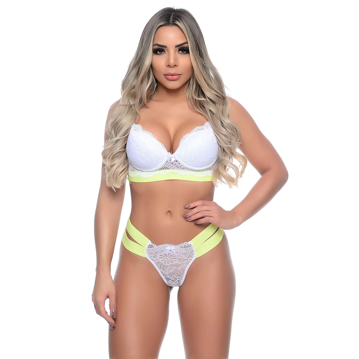 Conjunto Anitta Neon com Renda Patitex