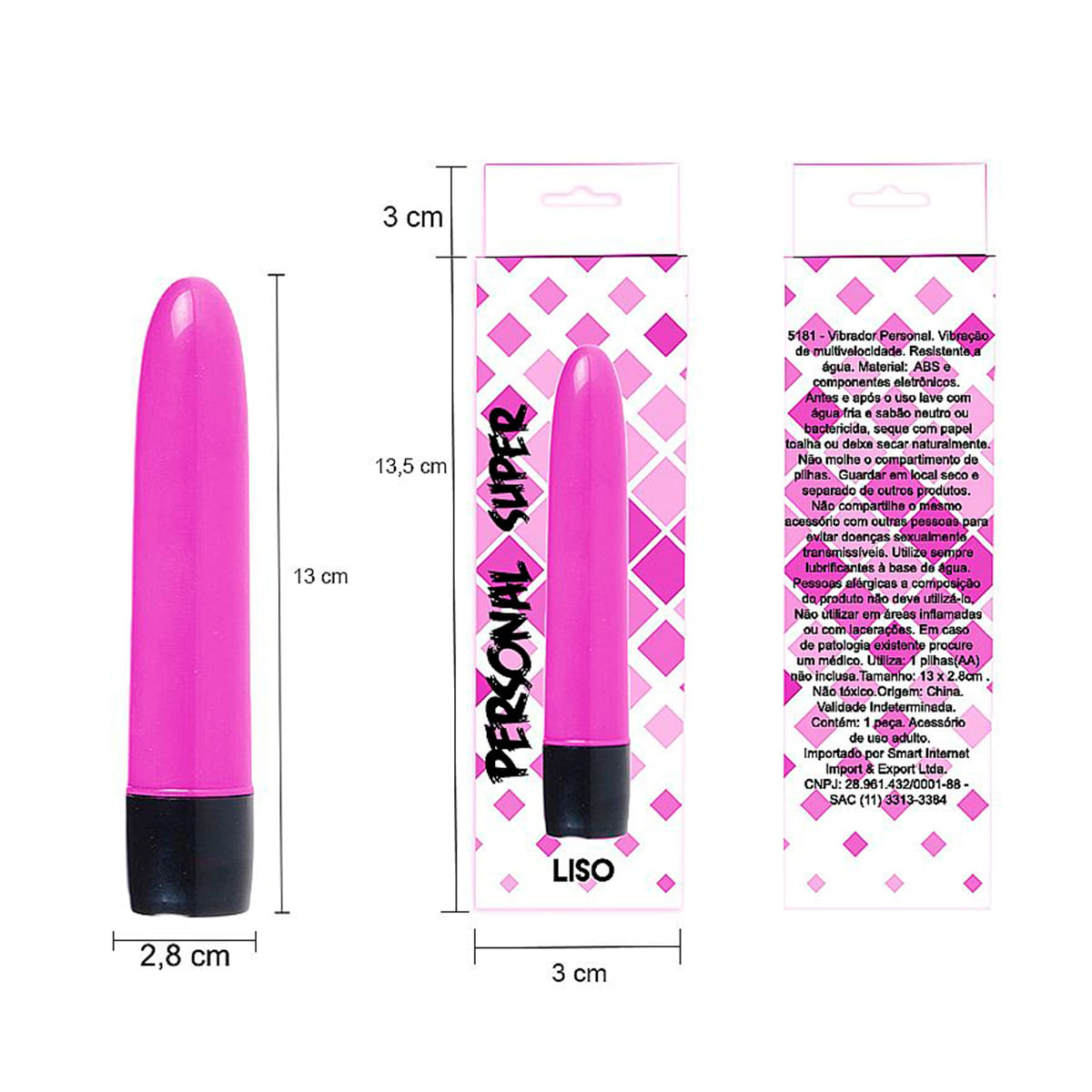 Personal Super Vibrador Clássico Liso 13cm Miss Collection