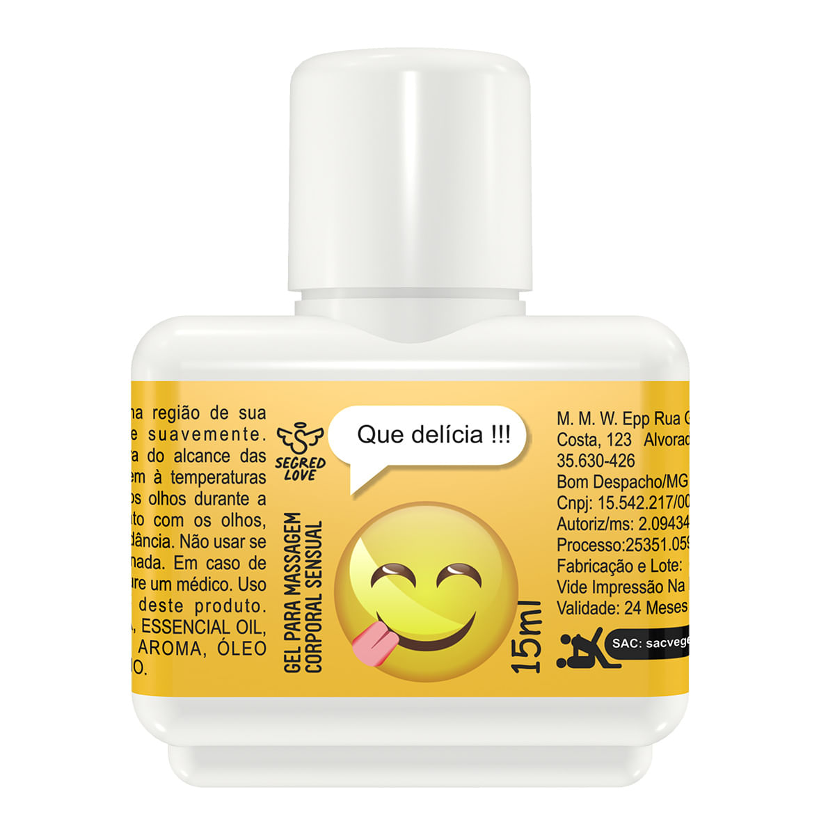 Que delícia !!! Óleo de Massagem Deslizante Beijável 15ml Linha Emoji Segred Love Que delícia !!! Óleo de Massagem Deslizante Beijável 15ml Linha Emoji Segred Love