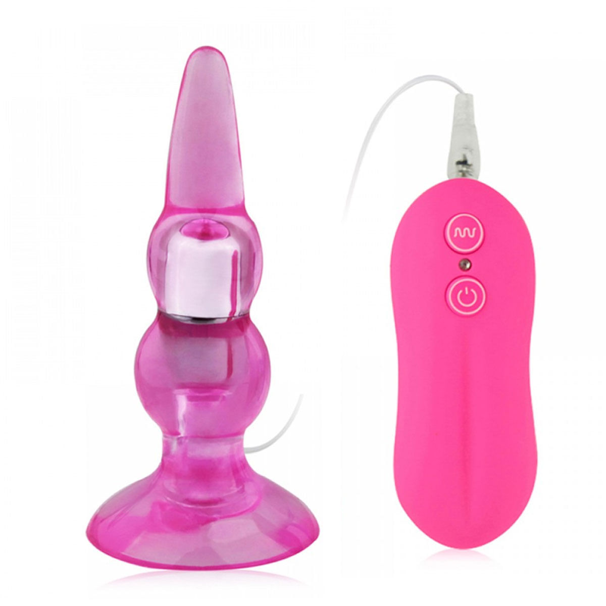 Plug em Silicone Formato Cônico e Relevos com Vibrador e Controle Miss Collection Plug em Silicone Formato Cônico e Relevos com Vibrador e Controle Miss Collection