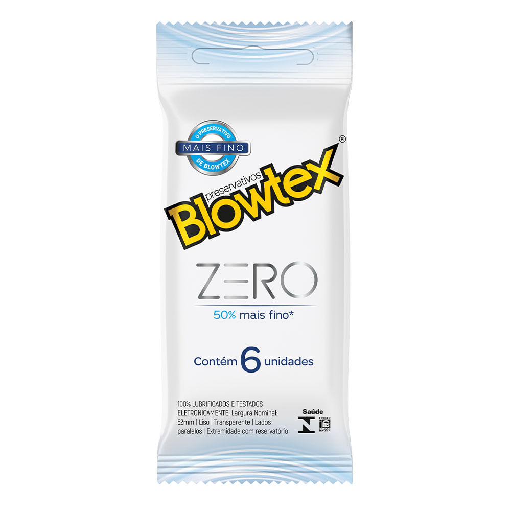Preservativos Lubrificados Zero Mais Fino com 6 unidades Blowtex