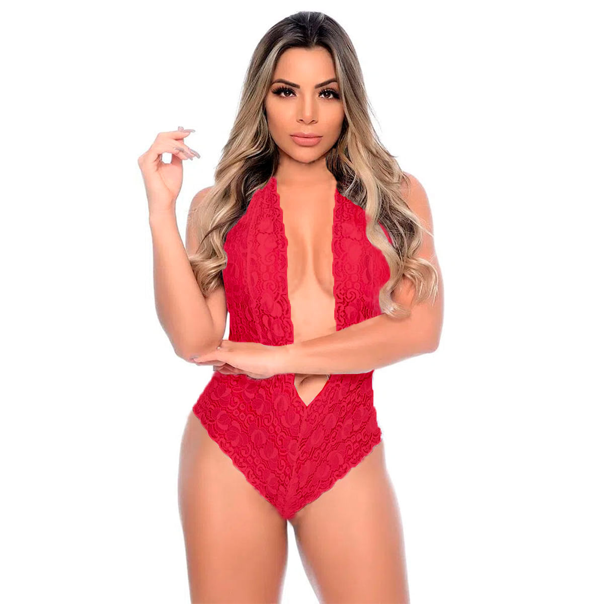 Body Frente Única em Renda Floral Hot Love