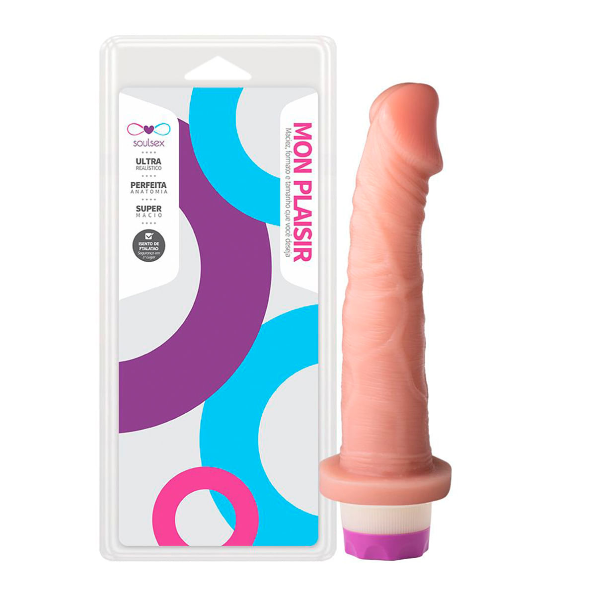 Mon Plaisir Prótese Realística Maciça com Vibração Interna  20 X 4 cm Soulsex