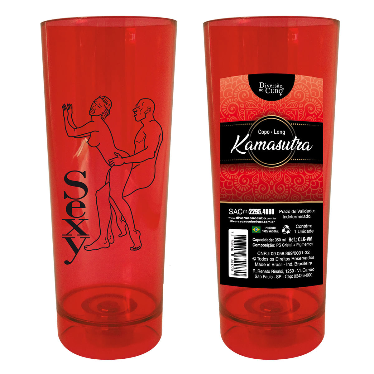 Kamasutra Posições Copo Long 350ml Diversão ao Cubo