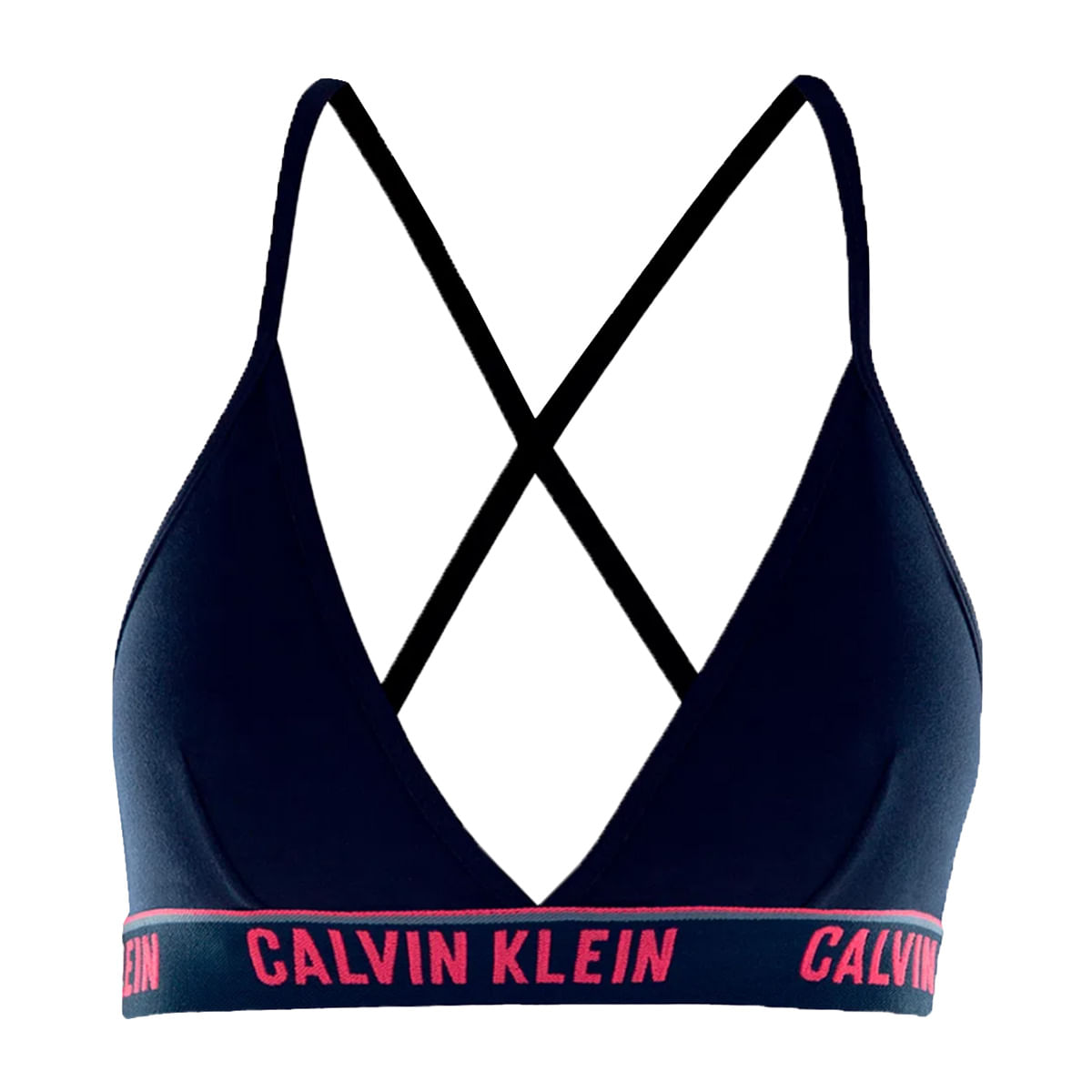 Top Triângulo com Elástico Bordado com Logo Calvin Klein