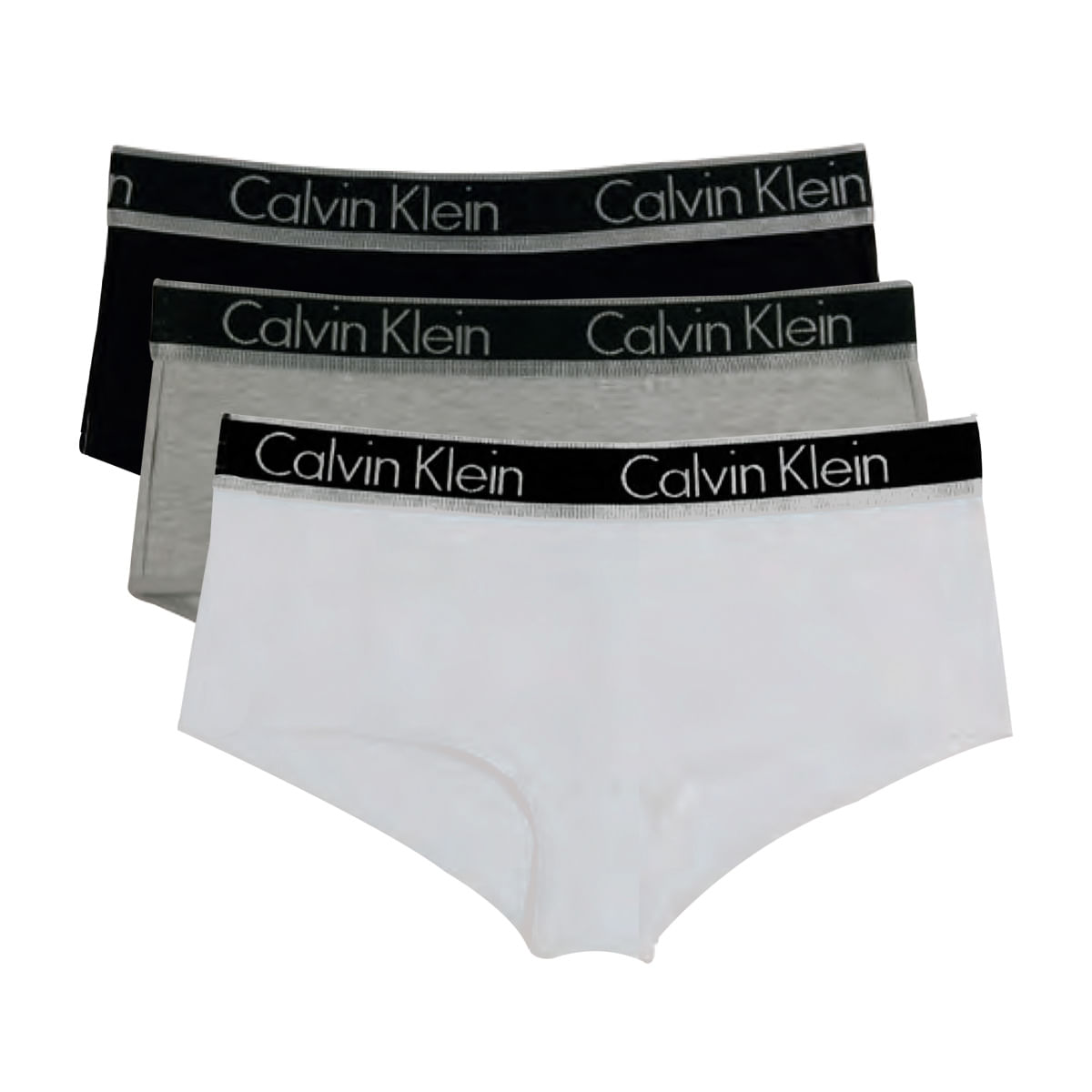 Calcinha Boyshort Cotton com Elástico Bordado Logo Calvin Klein