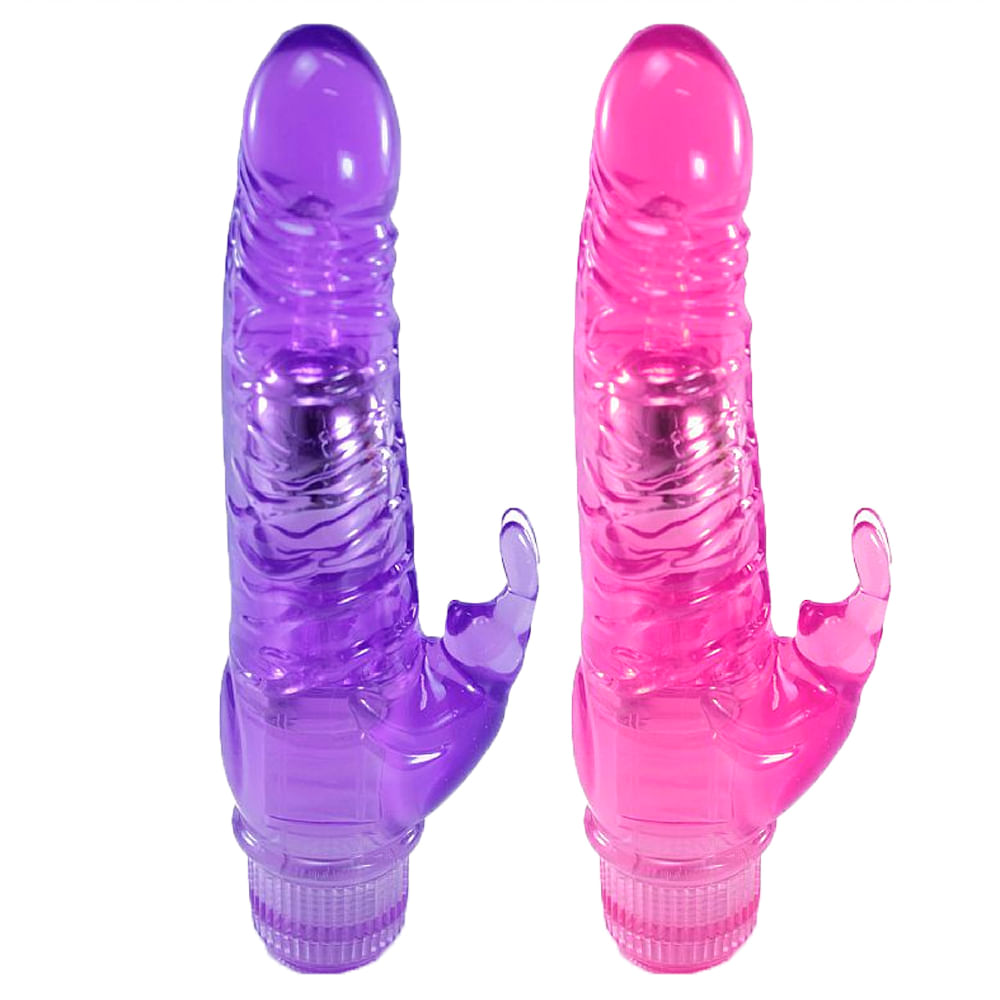 Crystal Vibrador com Estimulador Coelho em Jelly Multivelocidade Sexy Import