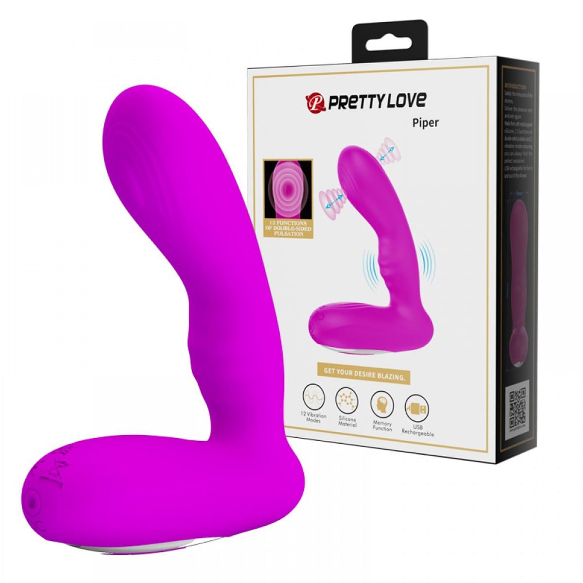Piper Vibrador com 12 Movimentos Vai e Vem e 12 Modos de Vibração Vip Mix