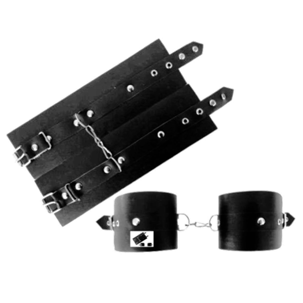Algema Bracelete em Couro Sintético com Corrente Garji Algema Bracelete em Couro Sintético com Corrente Garji