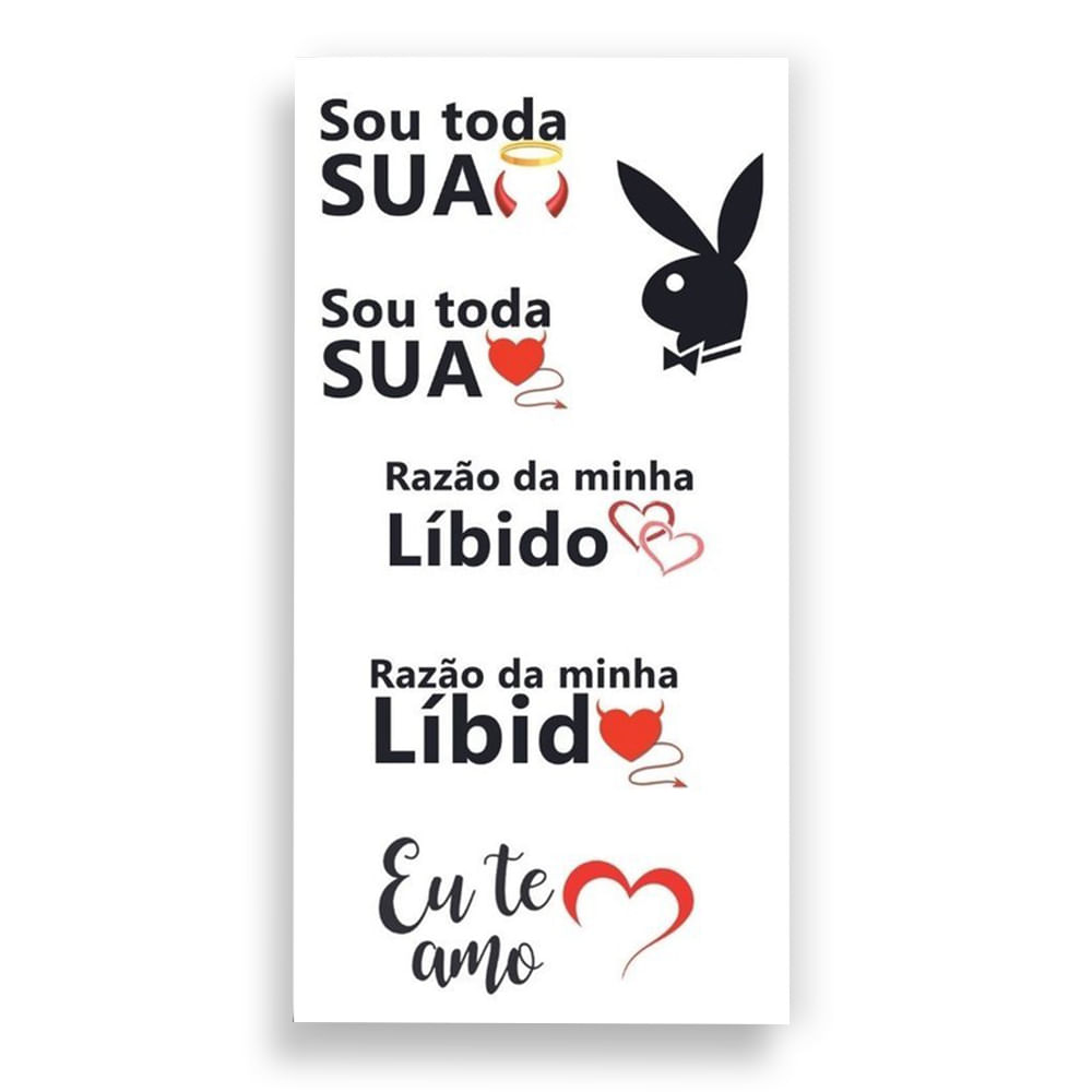 Cartela de Tatuagem Adesiva Temporária Sou Toda Sua 19 x 9 cm Luvi Cartela de Tatuagem Adesiva Temporária Sou Toda Sua 19 x 9 cm Luvi