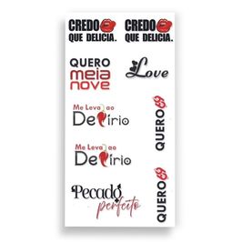 Cartela de Tatuagem Adesiva Temporária Credo que Delicia 19 x 9 cm Luvi