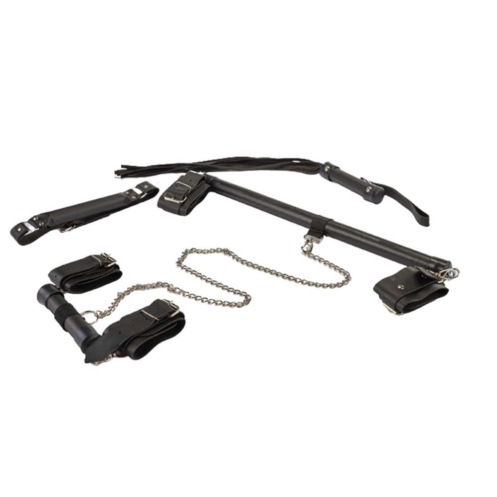 Kit Sacanagem Separador de Pernas com Algemas, Mordaça e Chicote Brasil Fetiche Kit Sacanagem Separador de Pernas com Algemas, Mordaça e Chicote Brasil Fetiche