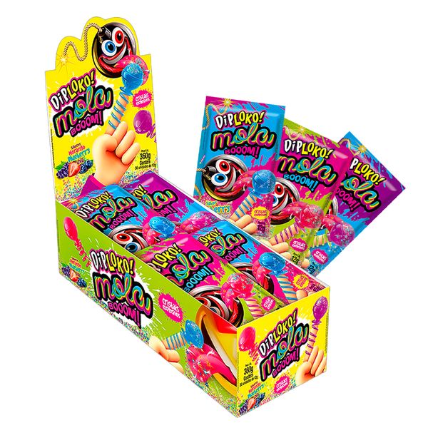 Dip Loko Mola Booom! O Pirulito que Explode na Boca 12g Danilla Foods