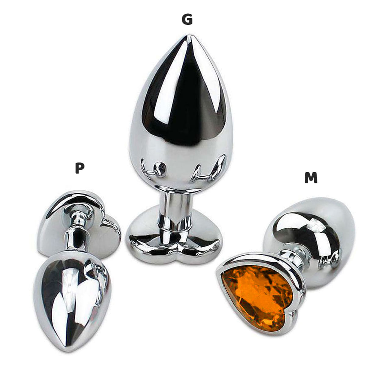 Plug Anal Cônico com Cristal Formato Coração P Sexy Import