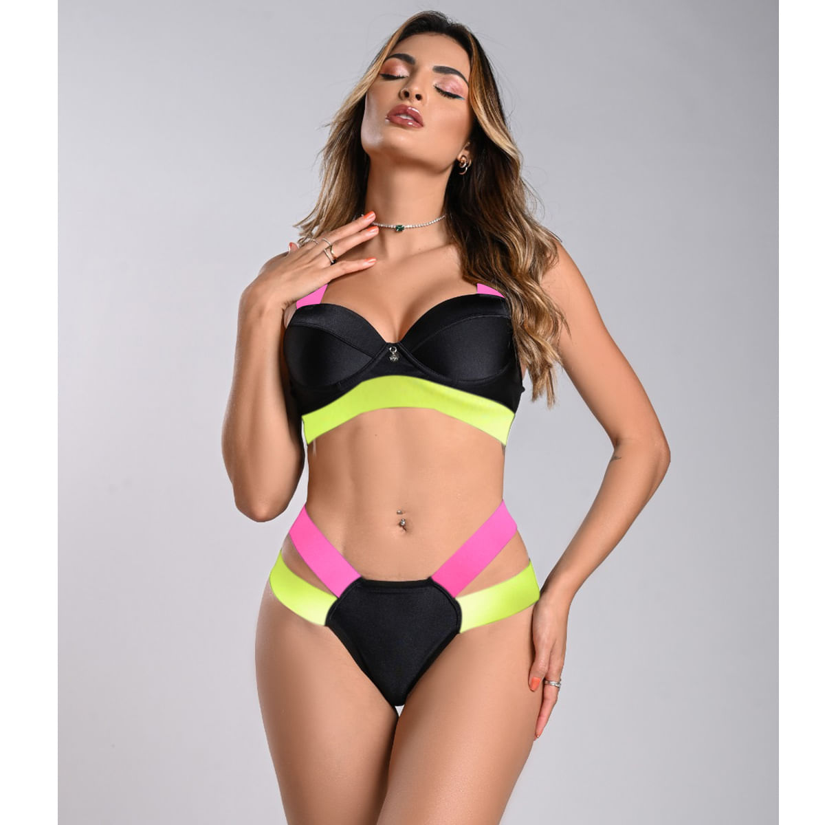 Conjunto Biquini Estrela Neon Tallyta Moda Apimentada