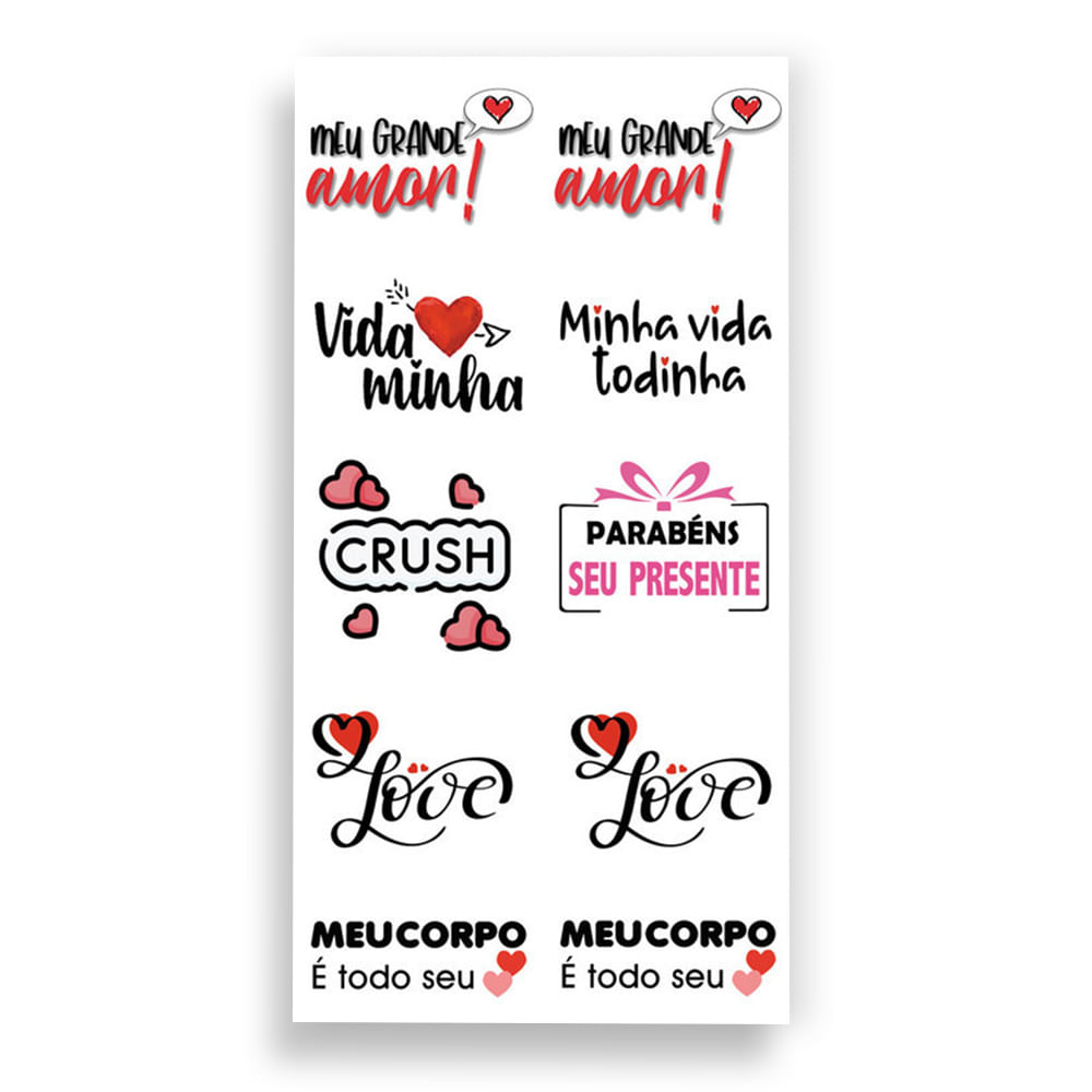 Cartela de Tatuagem Adesiva Temporária Meu Grande Amor 19 x 9 cm Luvi Cartela de Tatuagem Adesiva Temporária Meu Grande Amor 19 x 9 cm Luvi