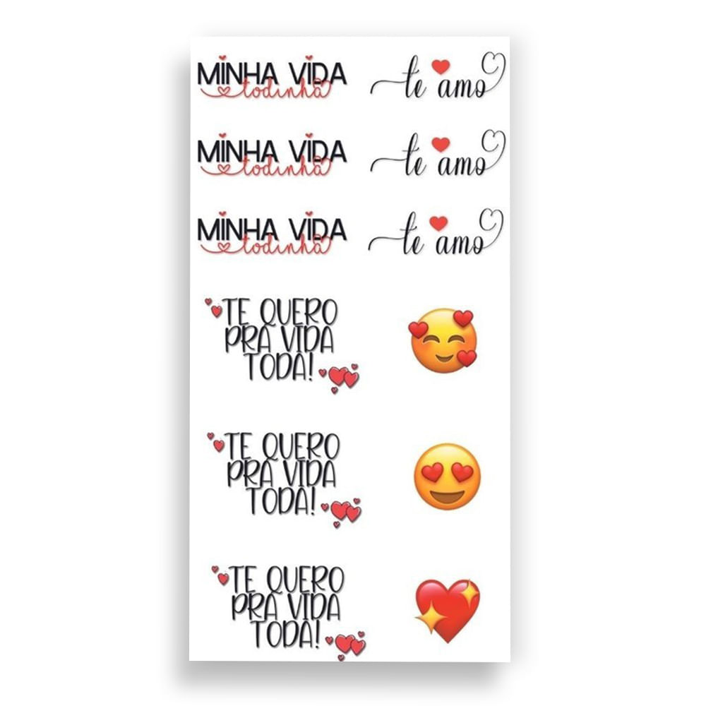 Cartela de Tatuagem Adesiva Temporária Minha Vida Todinha 19 x 9 cm Luvi Cartela de Tatuagem Adesiva Temporária Minha Vida Todinha 19 x 9 cm Luvi