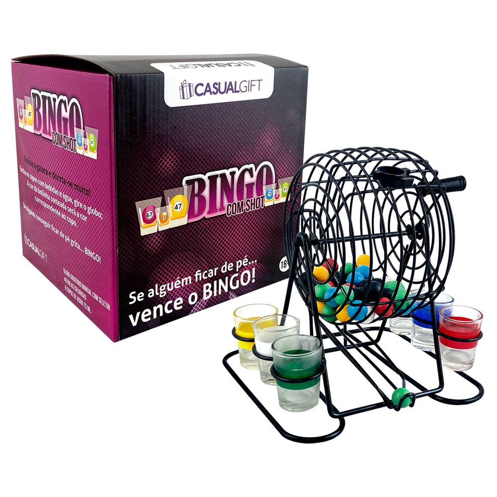 Jogo Bingo 48 Bolas Coloridas 6 Copos Shot 25ml