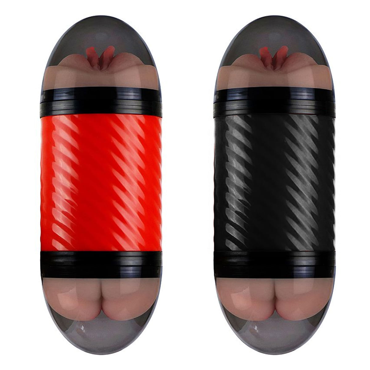 Double Pump Masturbador em Formato de Vaginae Ânus em CyberSkin 19x7 cm Miss Collection