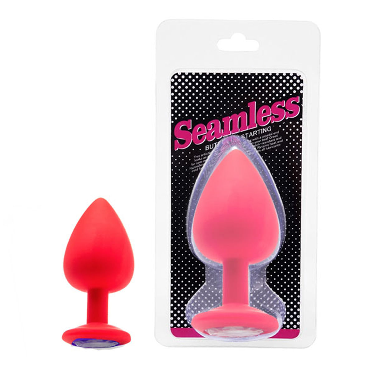 Seamless Butt Plug Anal Medio Vermelho com Pedra 3R Import