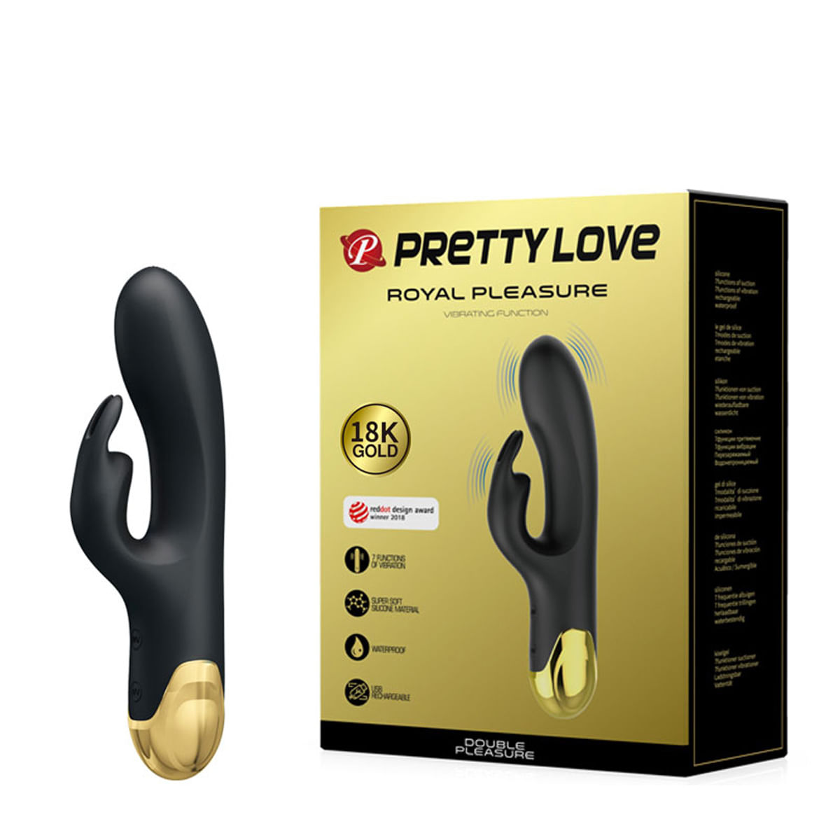 Pretty Love Double Royal Pleasure Vibrador com 7 Modos de Vibração 24k Gold 3R Import