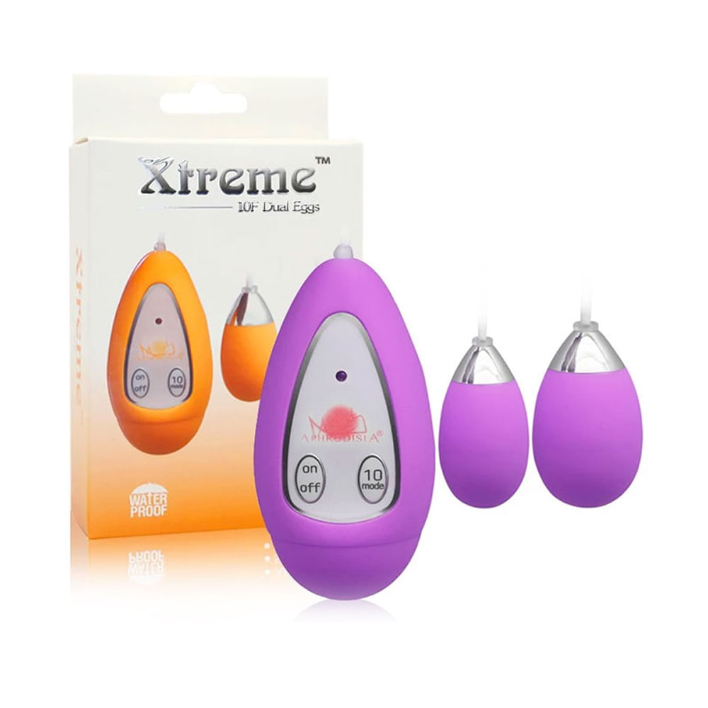 Aphrodisia Xtreme 10F Dual Eggs Cápsula Vibratória Dupla com 10 Modos de Vibração 3R Import