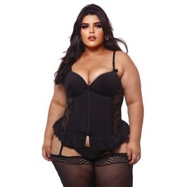 Espartilho Plus Size com Detalhes em Renda Lateral e Zíper Frontal Macler