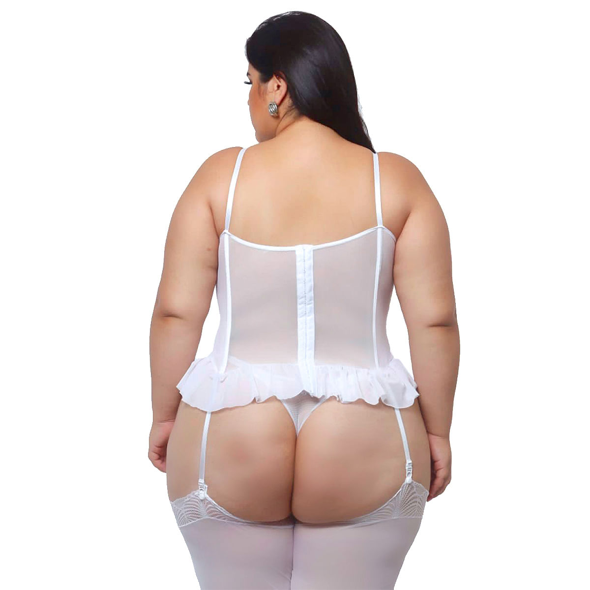 Espartilho Plus Size em Tule com Detalhes de Lacinhos Macler