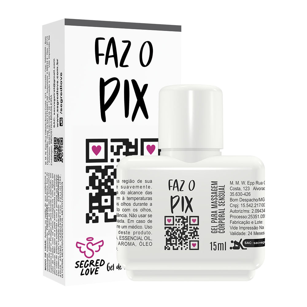 Faz o Pix Gel de Massagem Corporal Beijável 15ml Segred Love Faz o Pix Gel de Massagem Corporal Beijável 15ml Segred Love