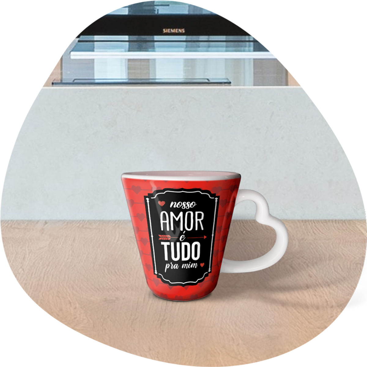 Caneca Coração em Porcelana Nosso Amor É Tudo Para Mim 330ml Sude Presentes