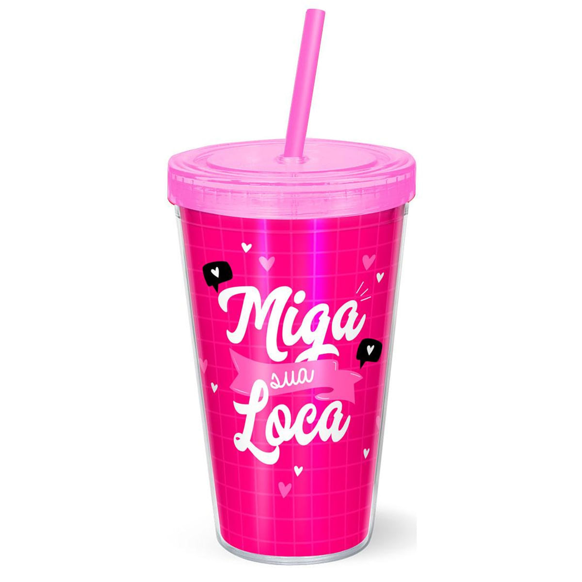 Miga Sua Loca Copo com Canudo 450ml Sude Presentes Miga Sua Loca Copo com Canudo 450ml Sude Presentes