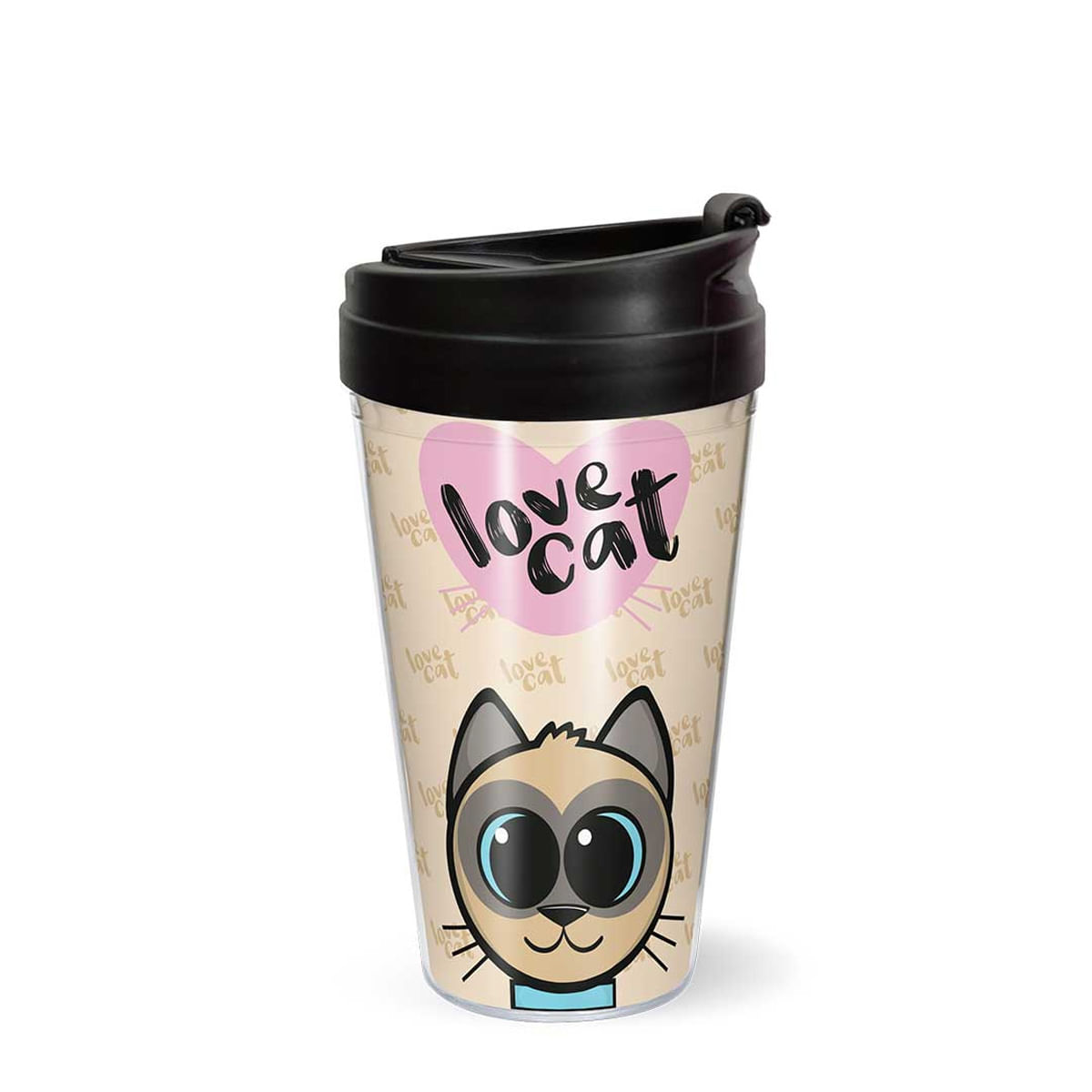 Love Cat Copo de Viagem 450ml MS Presente Love Cat Copo de Viagem 450ml MS Presente