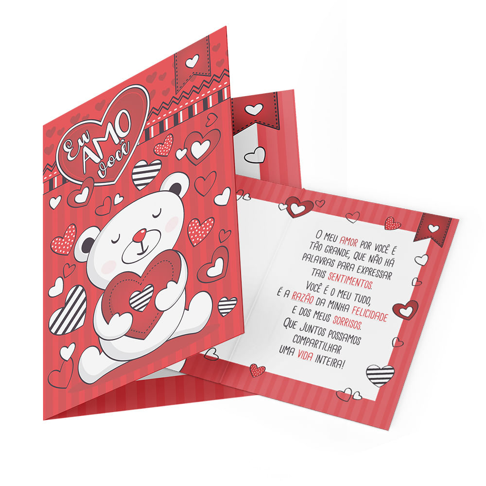 Cartão Romântico Urso Eu Amo Você Sude Presentes