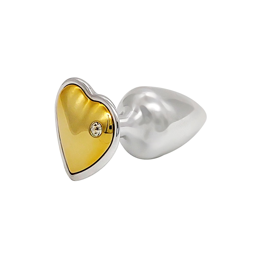 Plug Coração Cromado com Pedra Colorida e Strass Hard Plug Coração Cromado com Pedra Colorida e Strass Hard