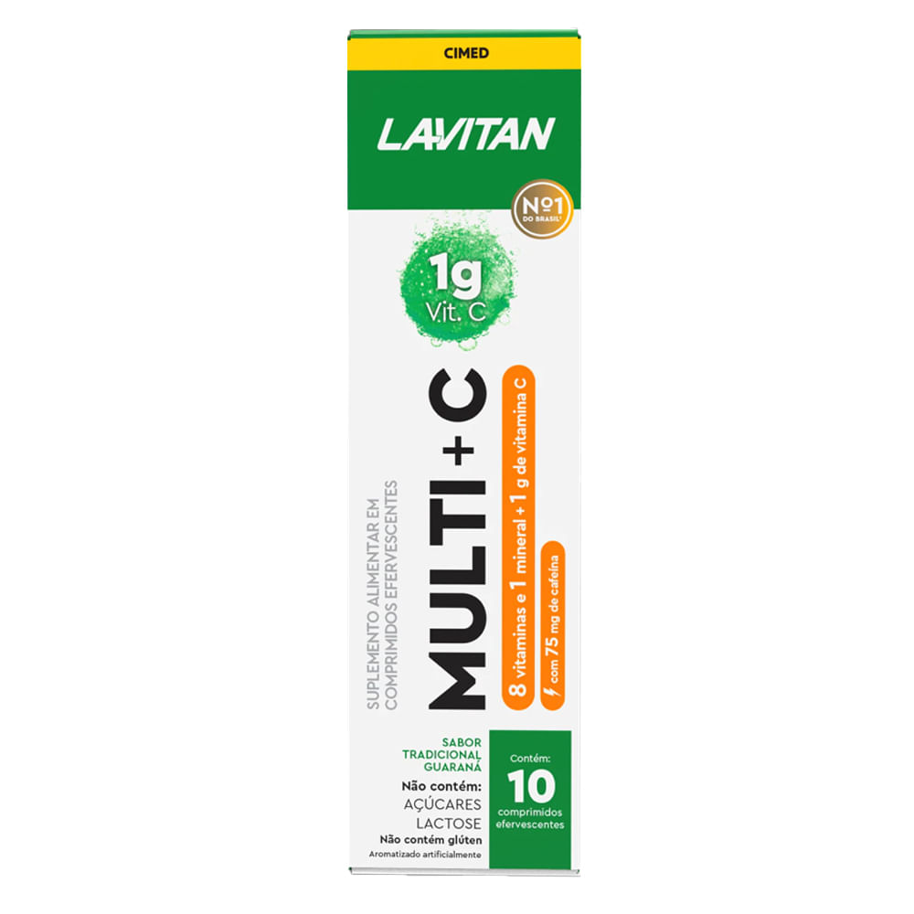Lavitan 5G Multi + C Suplemento Alimentar Efervescente com Cafeína 10 Comprimidos CIMED