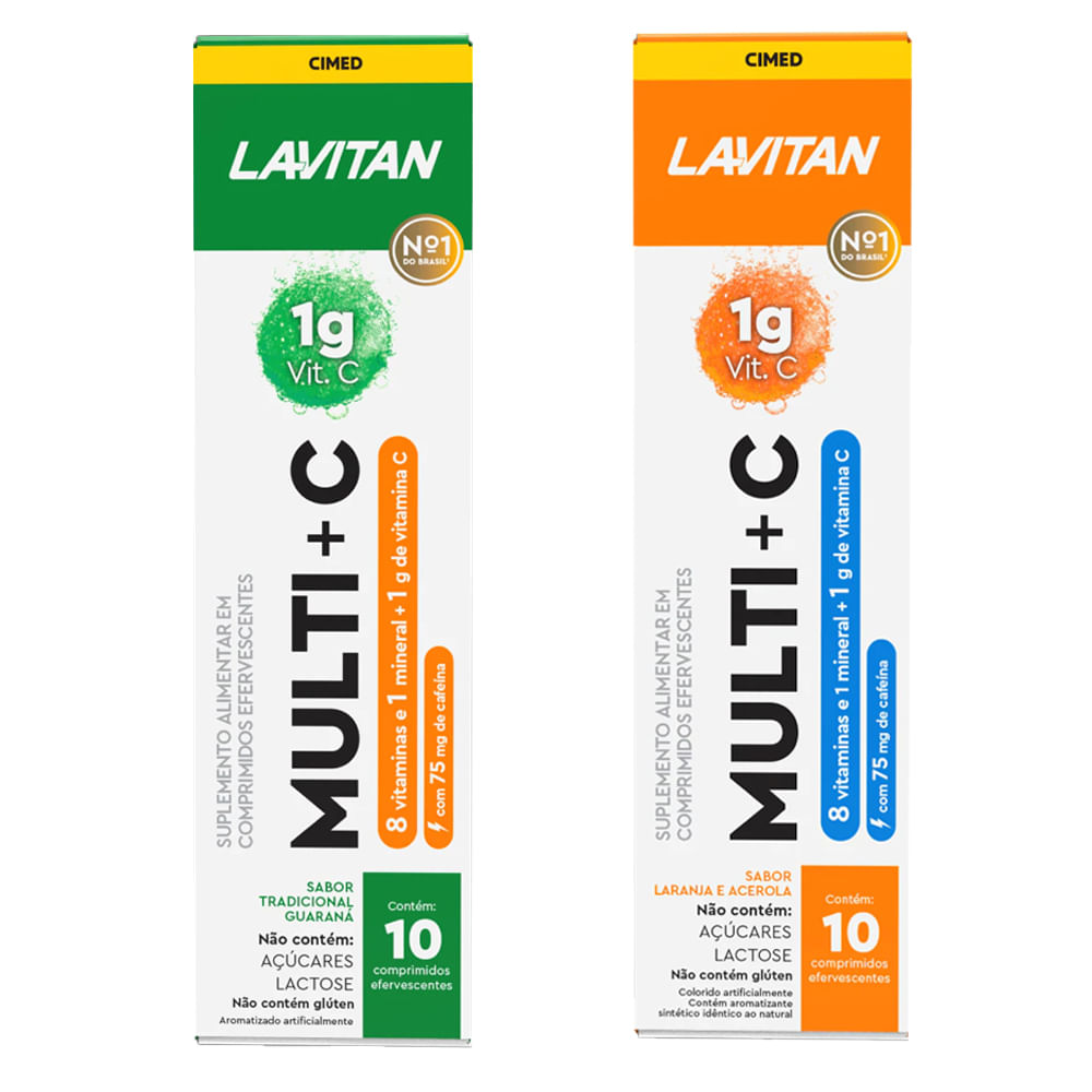 Lavitan 5G Multi + C Suplemento Alimentar Efervescente com Cafeína 10 Comprimidos CIMED