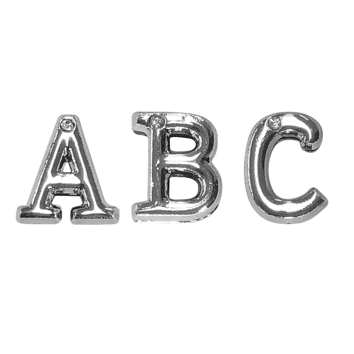 Letras em Metal Cromado com Strass para Personalização do Plug ABC Hard