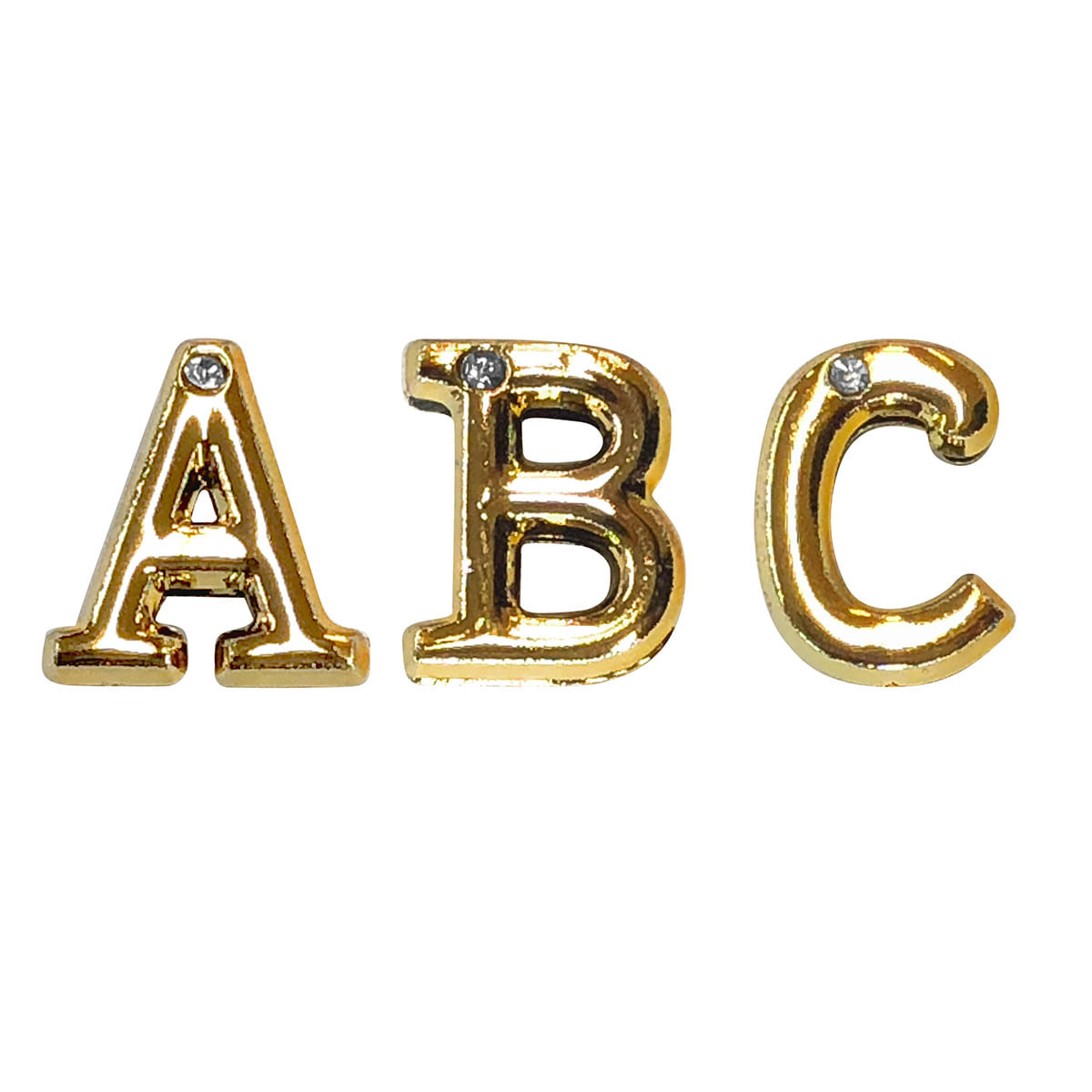 Letras em Metal Dourado com Strass para Personalização do Plug ABC Hard