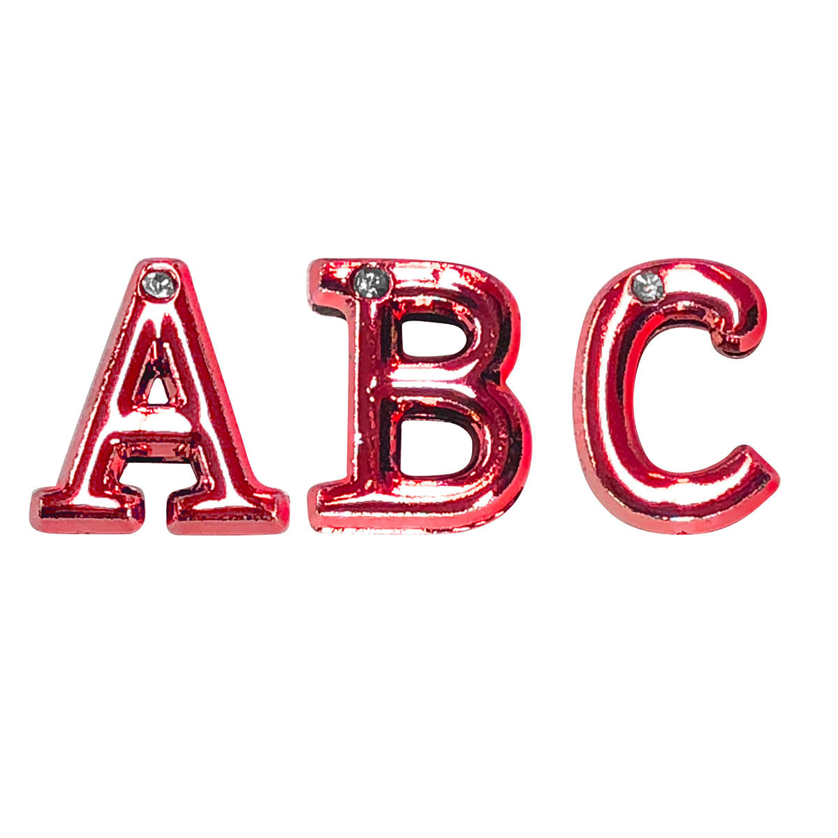 Letras em Metal Vermelho com Strass para Personalização do Plug ABC Hard