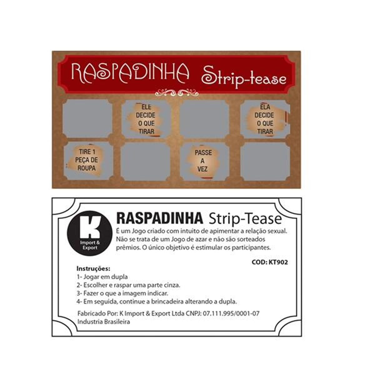 Raspadinha Strip-Tease Pack com 10 unidades K Import & Export