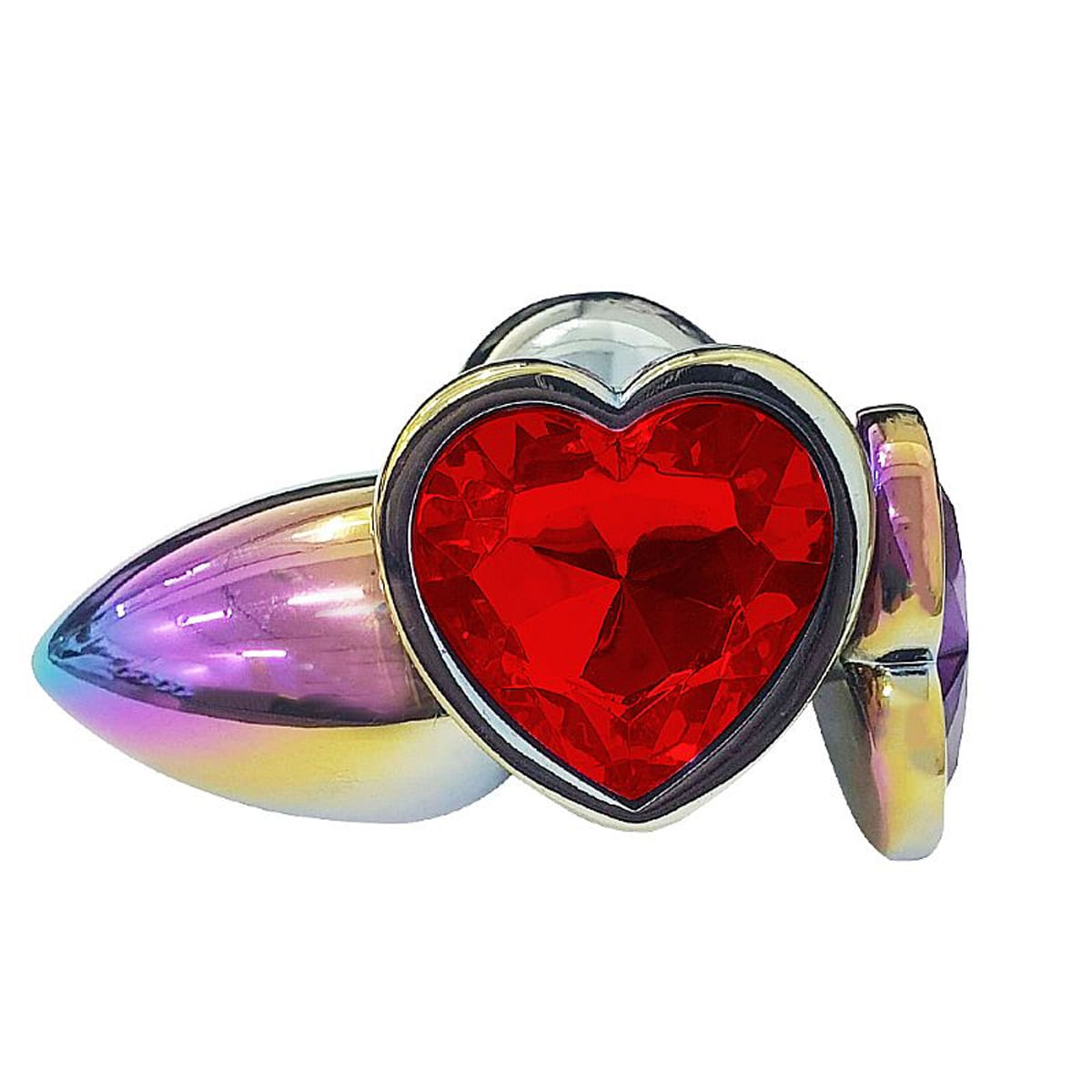 Plug Anal em Aço Colorido Tamanho G com Pedra em Formato de Coração Sexy Import