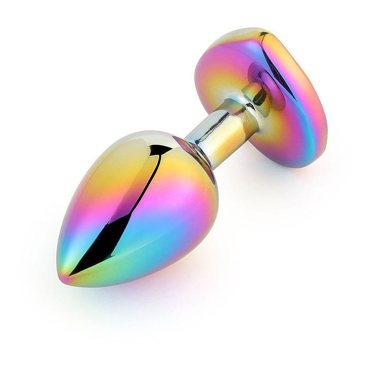 Plug Anal em Ao Colorido Tamanho G com Pedra em Formato de Corao Sexy  Import em 10X Sem Juros